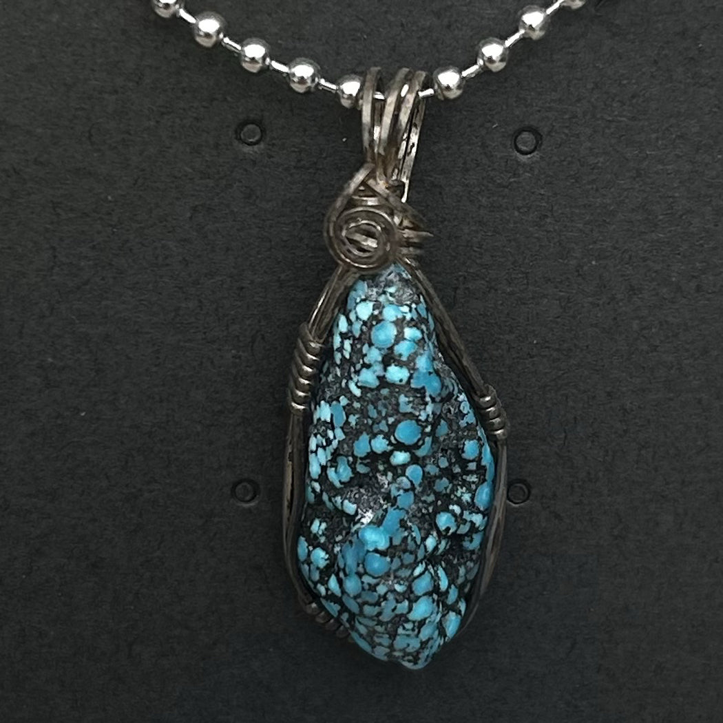 Spiderweb Turquoise Pendant